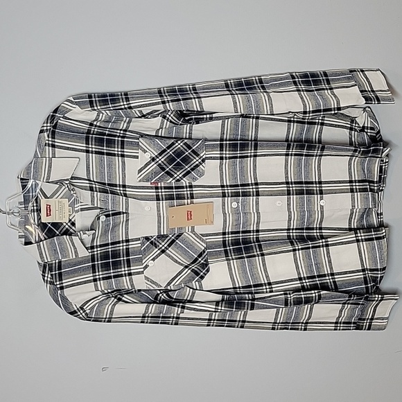 Levi's black & white plaid button front shirt - Picture 1 of 7